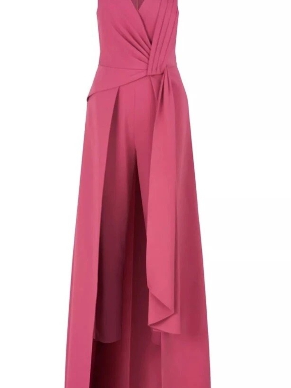 Sleeveless Rose Pink Wrap-Front Midi Dress - Picture 5 of 6